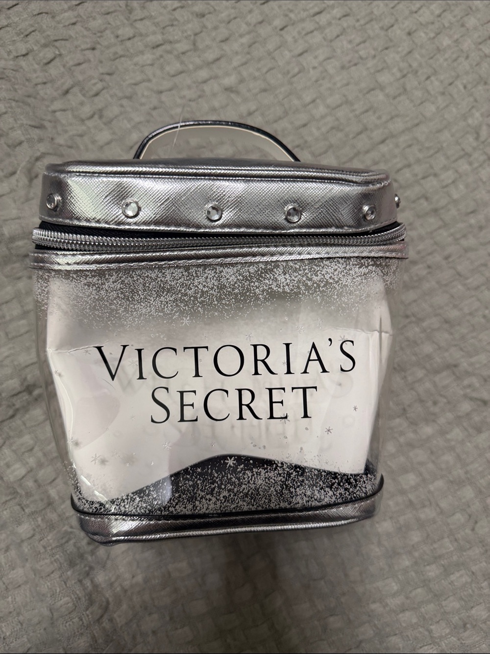 Victoria's Secret Silver Glitter Clear Travel Pouch